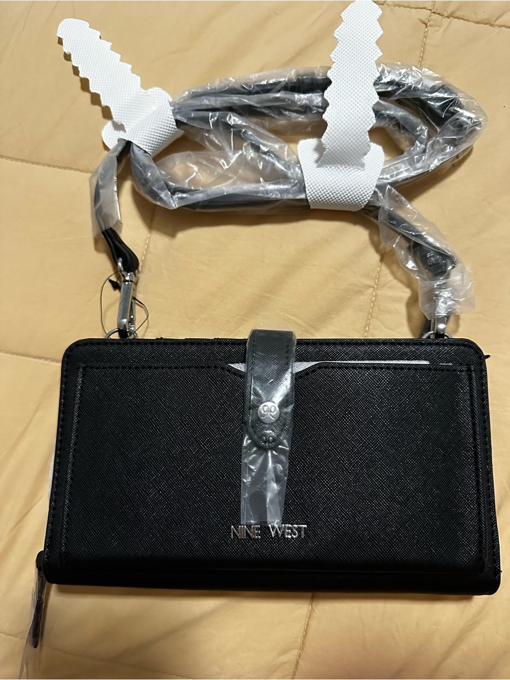 Nine West Black Saffiano Crossbody Wallet